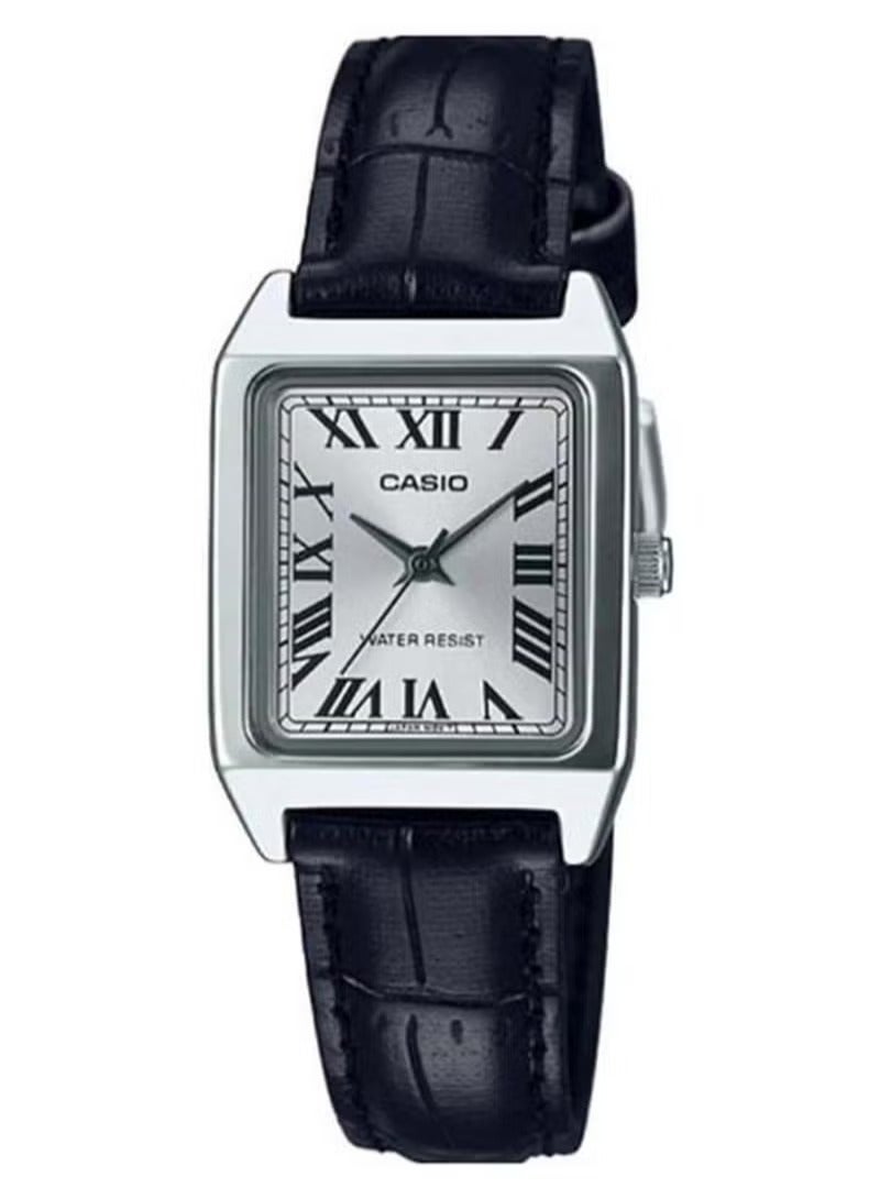 CASIO ساعة كاسيو النسائية المصنوعة من الجلد الأسود بمينا تناظري LTP-V007L-7B1UDF - Image 1